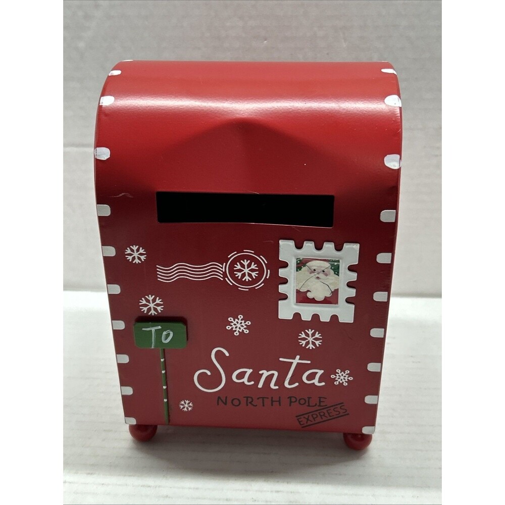 Happy Holidays LETTERS TO SANTA Mailbox Ornament Metal RED